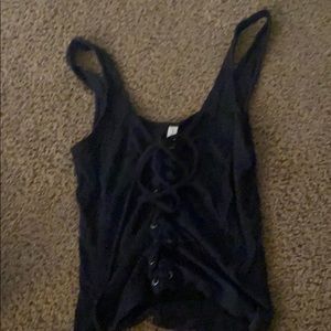 Black tie up tank top